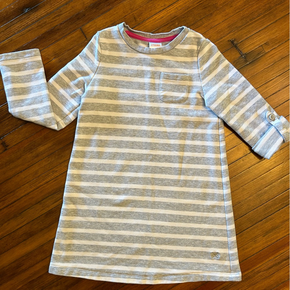 Gymboree gray/white striped size 5 sweatshirt dress